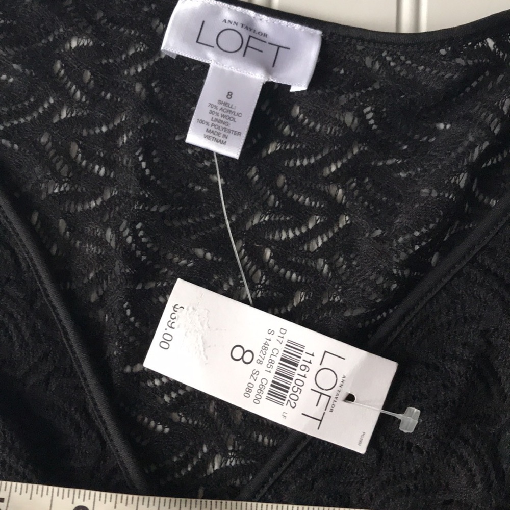 Loft crossover tie waist black lace dress NWT - Picture 2 of 10